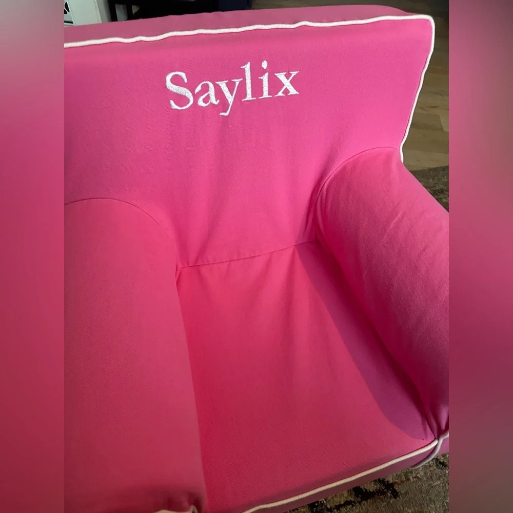 Pottery Barn Kids Pink Armchair  COVER only. Saylix in white